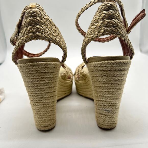 Lucky‎ Brand Braided Jute Gold Espadrille Platform Braided Wedge Sandals 8 - Picture 6 of 10